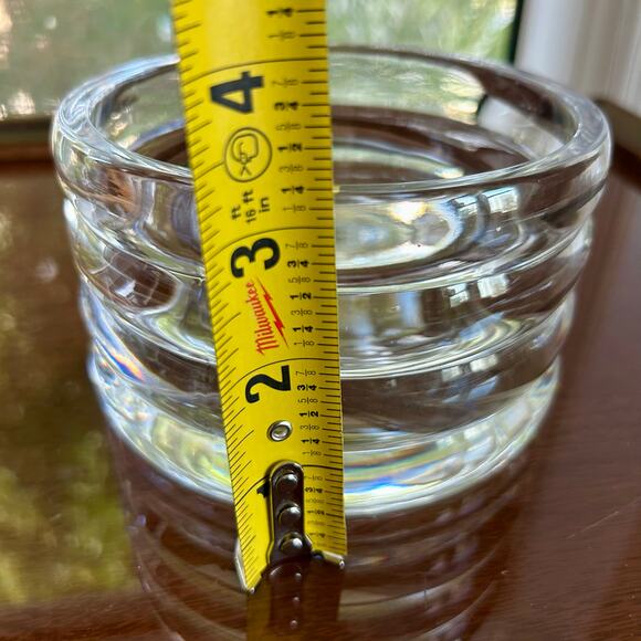 Vintage Heavy Clear Ribbed Glass Wine Bottle Holder, Wine Coaster - Picture 7 of 8